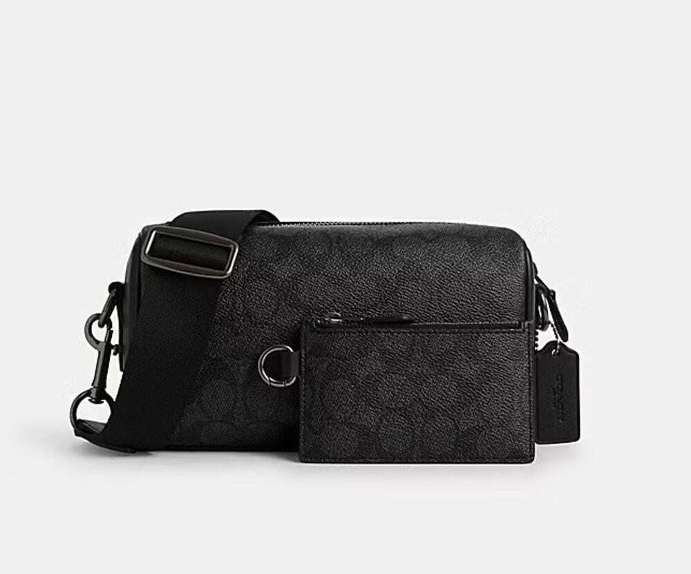 NWT Coach CV762 Axel Crossbody Bag In Signature Canvas Smooth Calf Leather $398